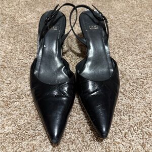 Stuart Weitzman Black Pointed Toe Heels